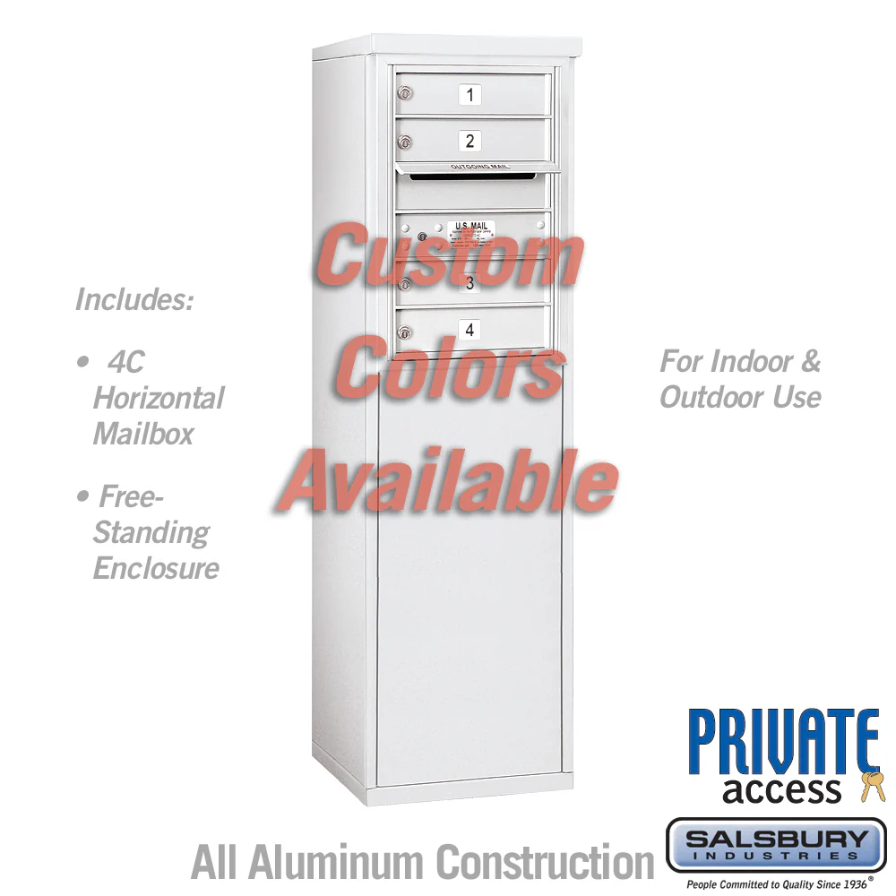 Free-Standing 4C Horizontal Mailbox Unit - 6 Door High - Custom Color - Front Loading - Private Access