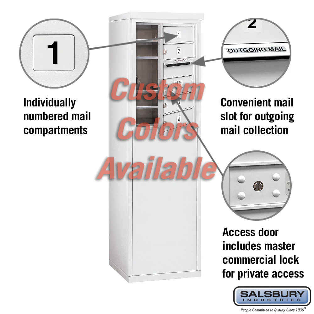Free-Standing 4C Horizontal Mailbox Unit - 6 Door High - Custom Color - Front Loading - Private Access - Image 2