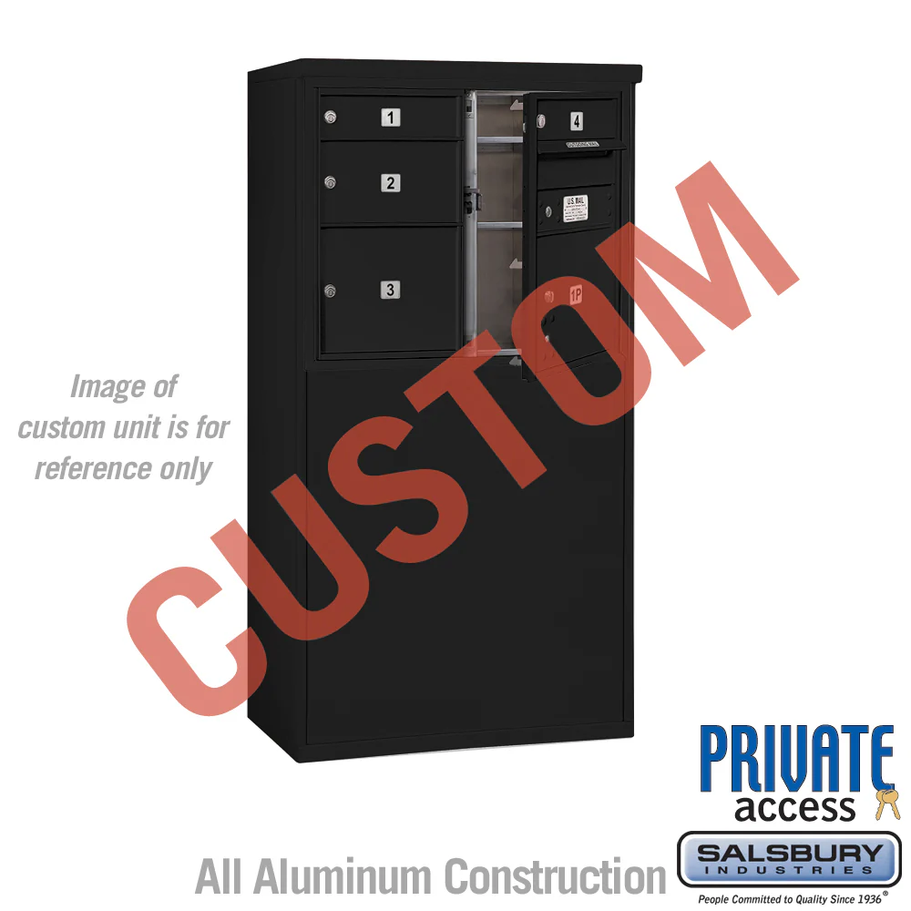 Free-Standing 4C Horizontal Mailbox Unit - 6 Door High, Double Column, Black, Front Loading, Private Access
