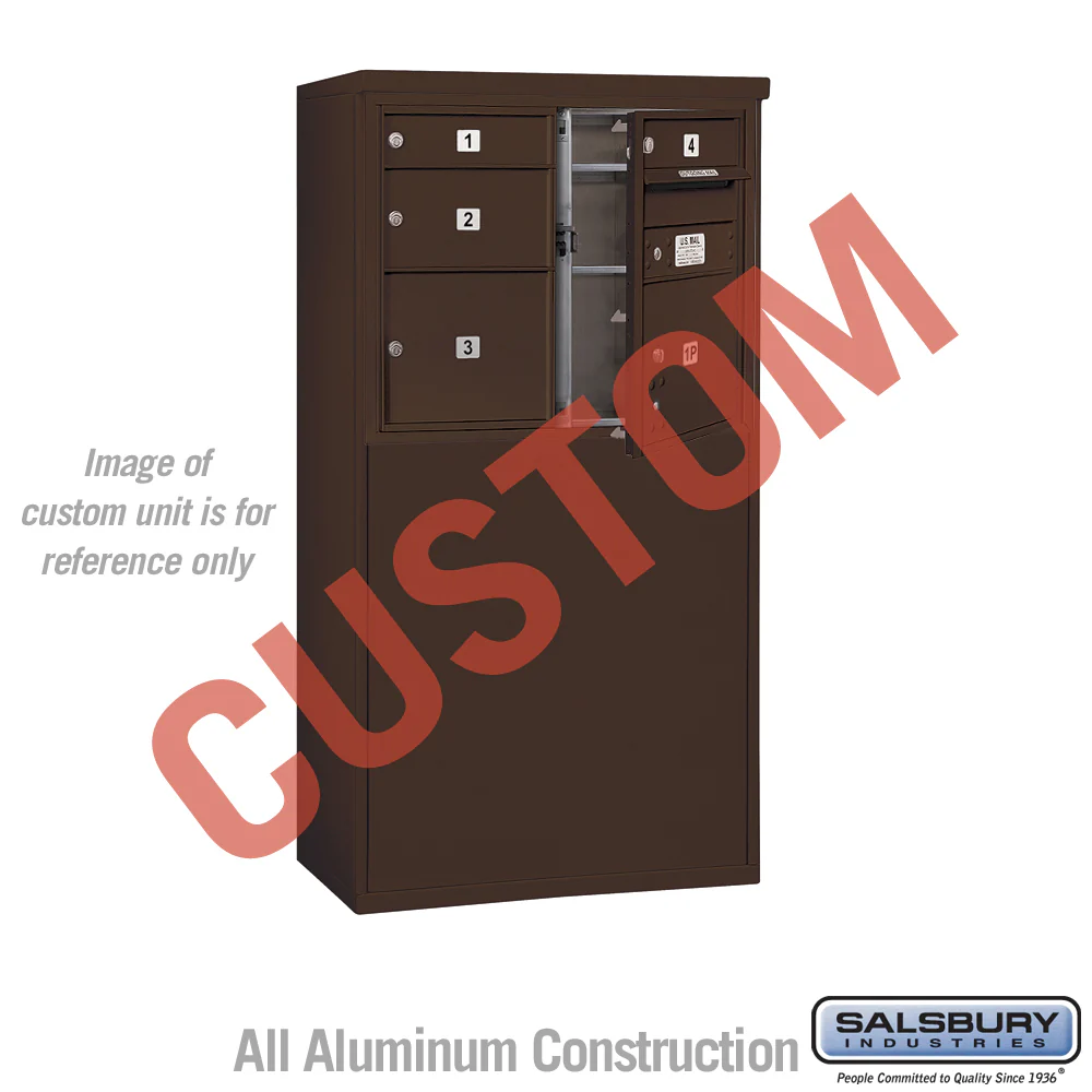 Free-Standing 4C Horizontal Mailbox Unit - 6 Door High, Double Column, Bronze, Front Loading