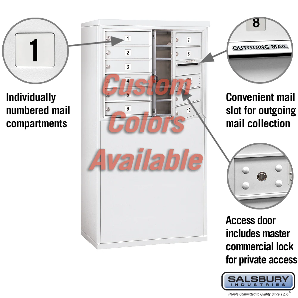 Free-Standing 4C Horizontal Mailbox Unit - 6 Door High, Double Column, Custom Color, Front Loading, Private Access - Image 3