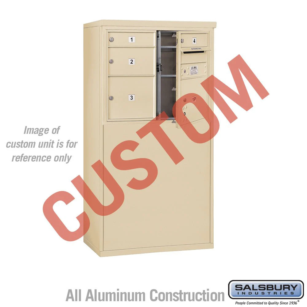 Free-Standing 4C Horizontal Mailbox Unit - 6 Door High - Double Column - Sandstone - USPS Access