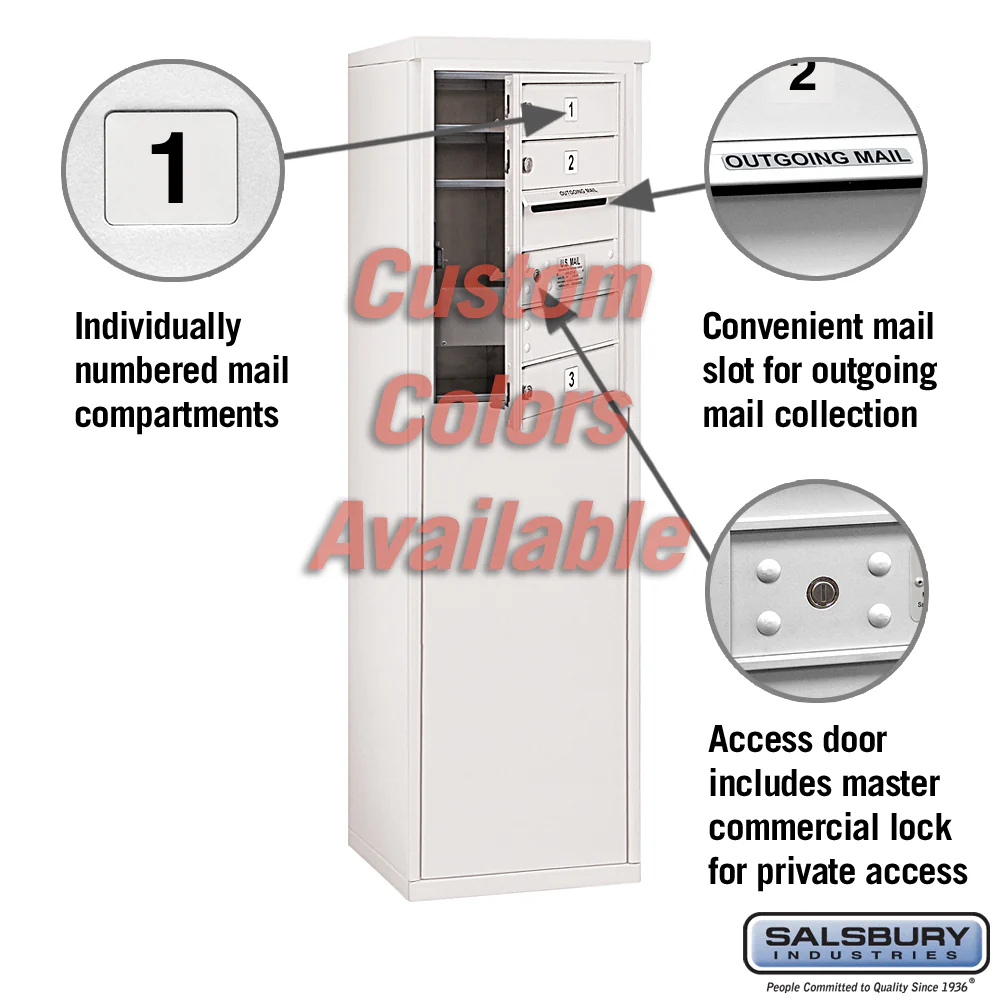 Free-Standing 4C Horizontal Mailbox Unit - 6 Door High - Single Column - Custom Color - Front Loading - Private Access - Image 2