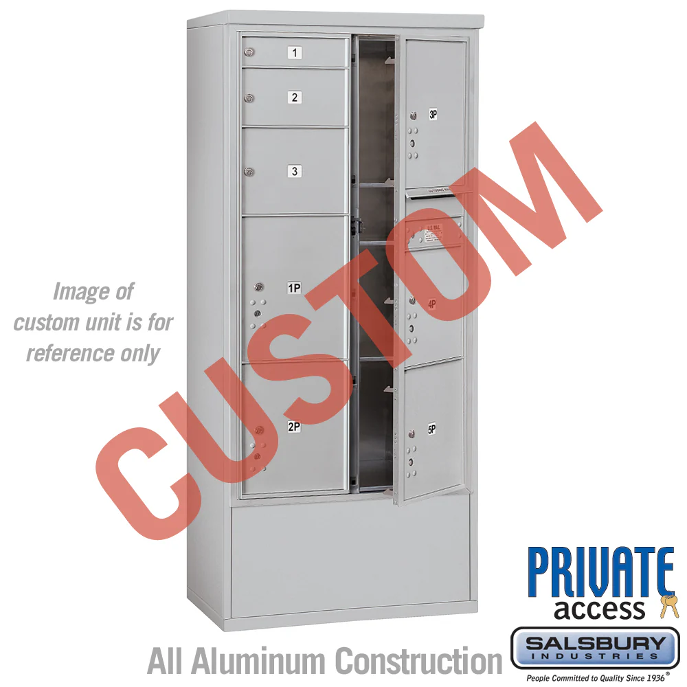 Free-Standing 4C Horizontal Mailbox Unit - Maximum Height - Double Column - Aluminum - Front Loading - Private Access