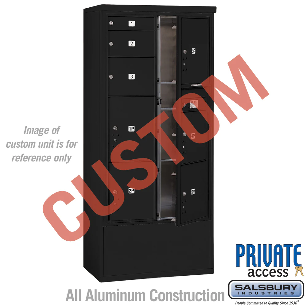 Free-Standing 4C Horizontal Mailbox Unit - Maximum Height - Double Column - Black - Front Loading - Private Access