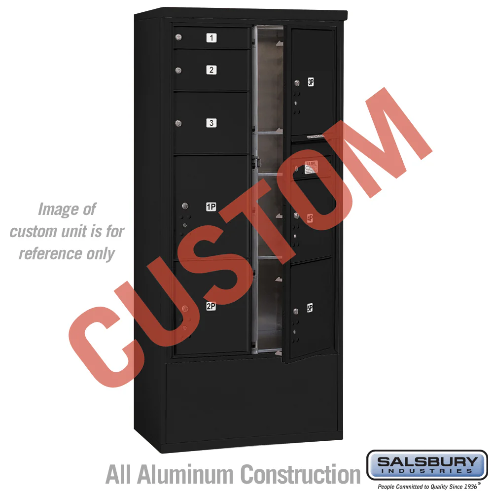 Free-Standing 4C Horizontal Mailbox Unit - Maximum Height - Double Column - Black - Front Loading - USPS Access