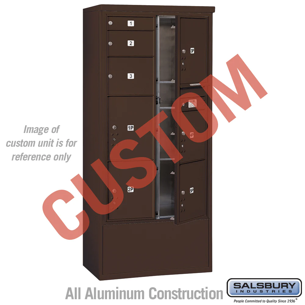 Free-Standing 4C Horizontal Mailbox Unit - Maximum Height - Double Column - Bronze - Front Loading