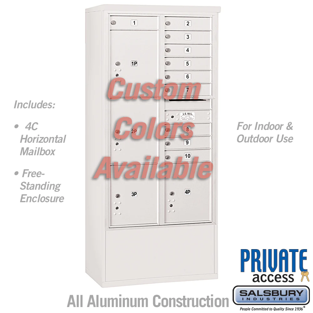 Free-Standing 4C Horizontal Mailbox Unit - Maximum Height, Double Column, Custom Color