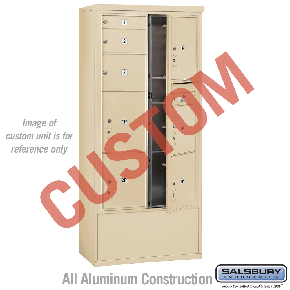Free-Standing 4C Horizontal Mailbox Unit - Maximum Height - Double Column - Sandstone - Front Loading - USPS Access