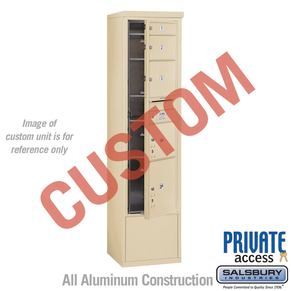 Free-Standing 4C Horizontal Mailbox Unit - Maximum Height - Sandstone - Front Loading - Private Access