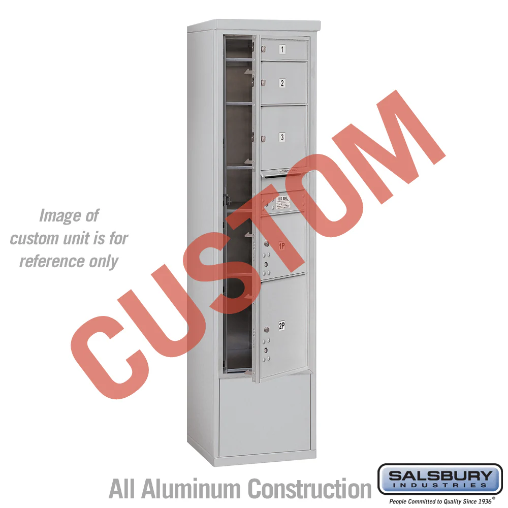 Free-Standing 4C Horizontal Mailbox Unit - Maximum Height - Single Column - Aluminum - Front Loading - USPS Access