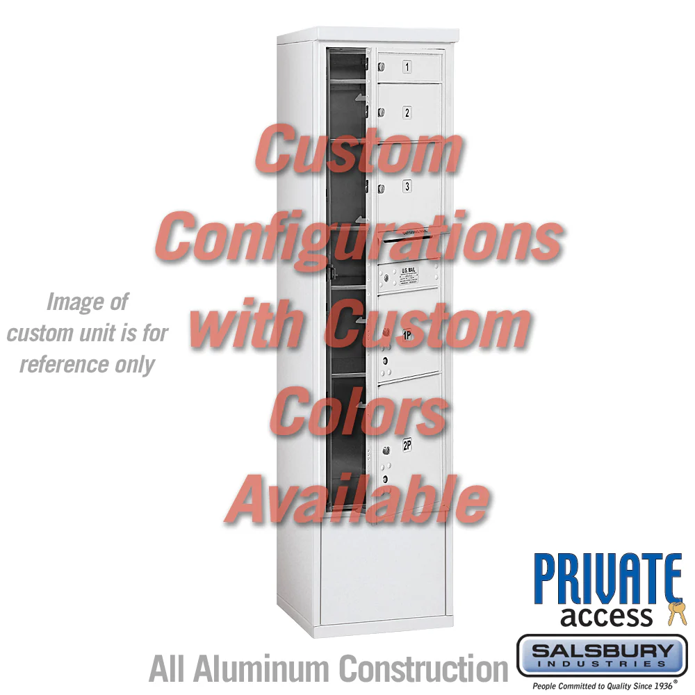 Free-Standing 4C Horizontal Mailbox Unit - Maximum Height, Single Column, Custom Color, Front Loading, Private Access