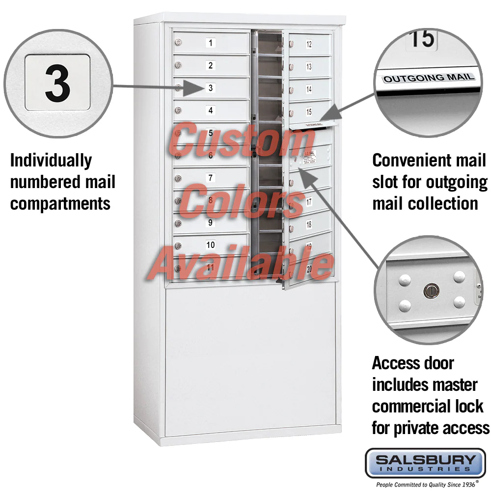 Free-Standing 4C Horizontal Mailbox Unit with 20 Compartments and Secure Lock - Image 2