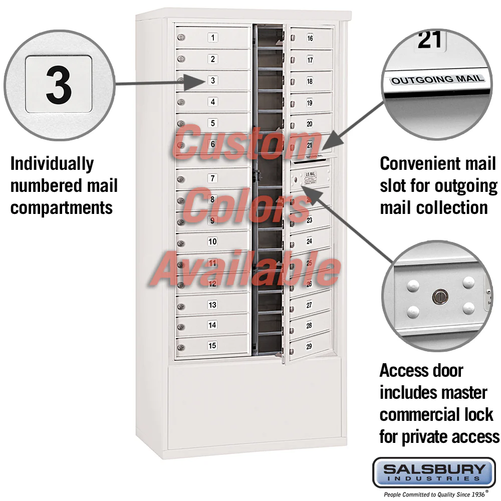 Free-Standing 4C Horizontal Mailbox Unit with 29 MB1 Doors, Custom Color, Front Loading, Private Access - Image 2