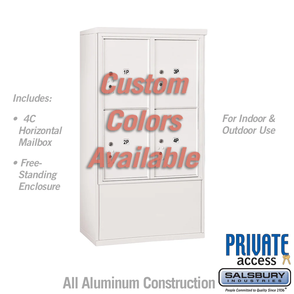 Free-Standing 4C Horizontal Mailbox Unit with Double Column and Secure Parcel Lockers