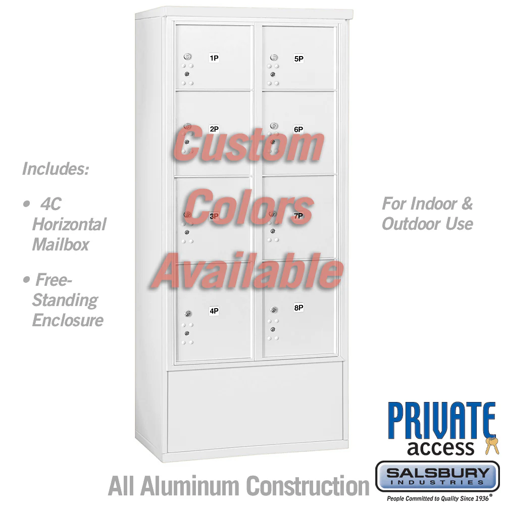 Free-Standing 4C Horizontal Mailbox Unit with Double Column Parcel Lockers