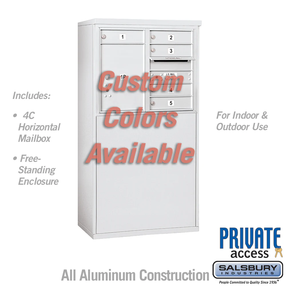 Free-Standing 4C Horizontal Mailbox Unit with Secure Locks and Customizable Options
