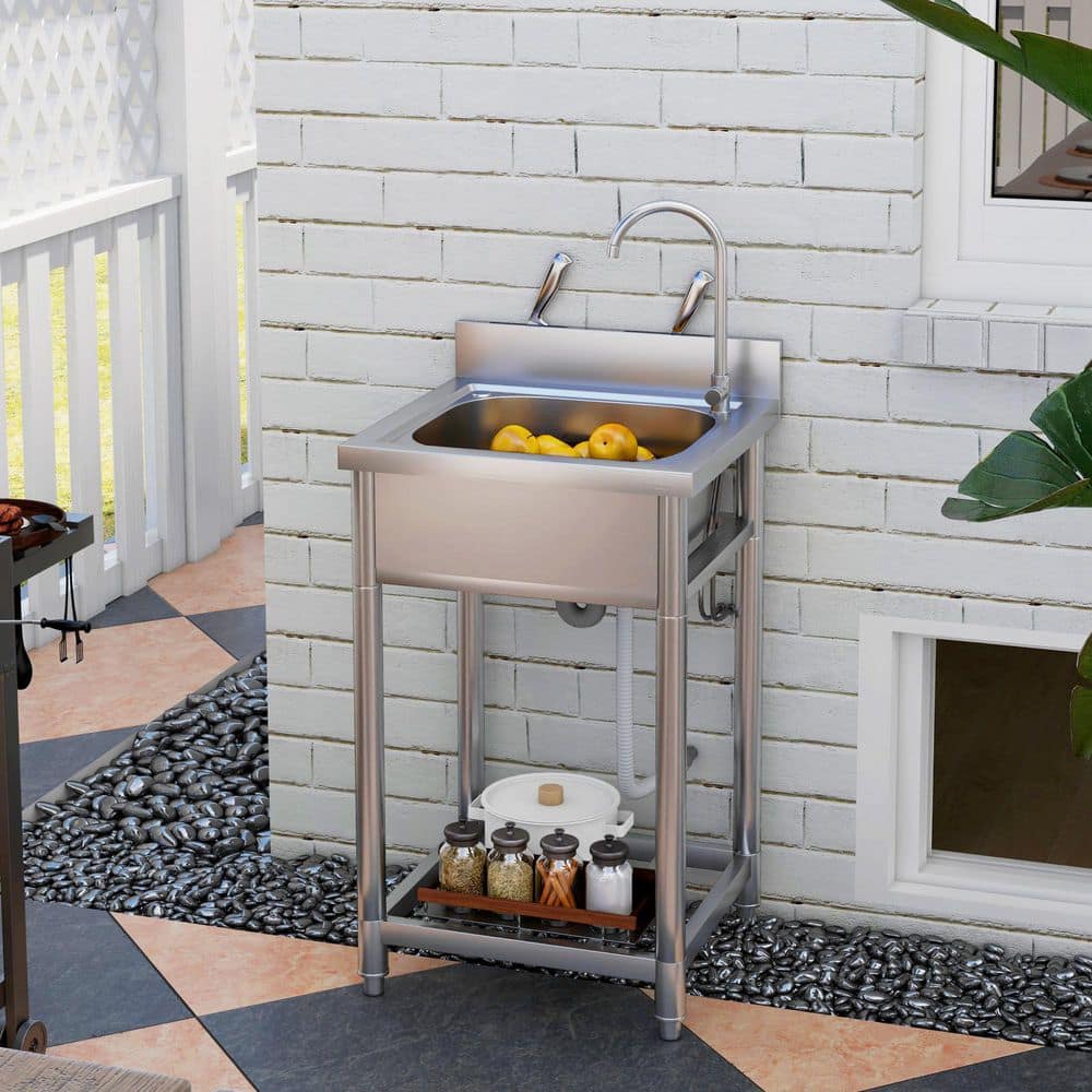 Freestanding Stainless Steel Laundry & Utility Sink with Faucet - Image 2
