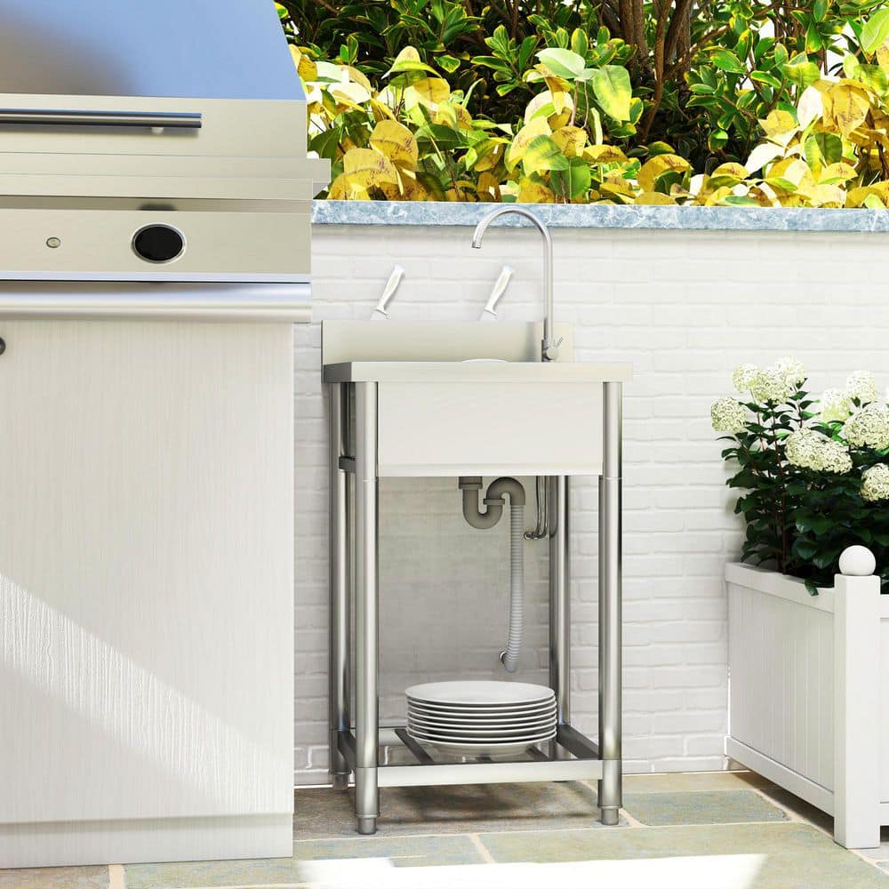 Freestanding Stainless Steel Laundry & Utility Sink with Faucet - Image 3