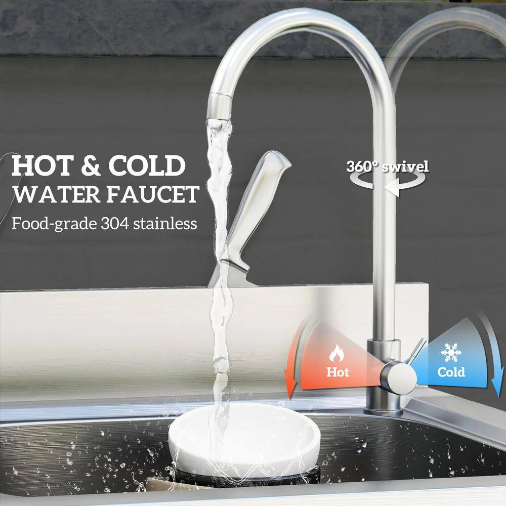 Freestanding Stainless Steel Laundry & Utility Sink with Faucet - Image 4