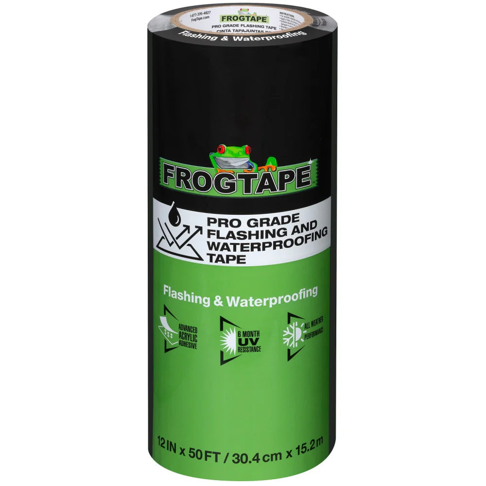 FrogTape Pro Grade Flashing and Waterproofing Tape, 12-in x 50-ft, Black Acrylic Flashing Tape