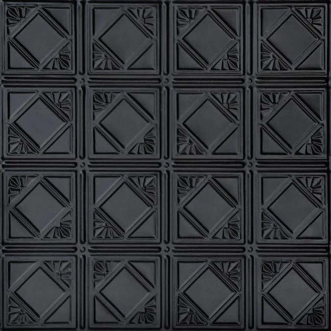 From Plain to Beautiful in Hours 2-ft x 2-ft Carnivale Satin Black Steel Surface-mount Ceiling Tile (6-Pack, 24-sq ft / Case)