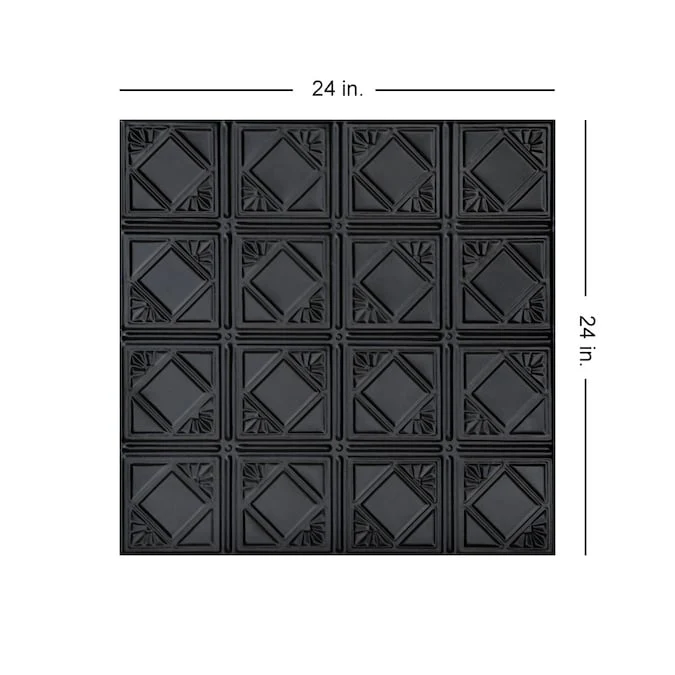 From Plain to Beautiful in Hours 2-ft x 2-ft Carnivale Satin Black Steel Surface-mount Ceiling Tile (6-Pack, 24-sq ft / Case) - Image 4