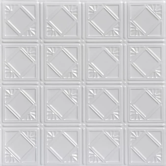 From Plain to Beautiful in Hours 2-ft x 2-ft Carnivale White Steel Surface-mount Ceiling Tile (6-Pack, 24-sq ft / Case)