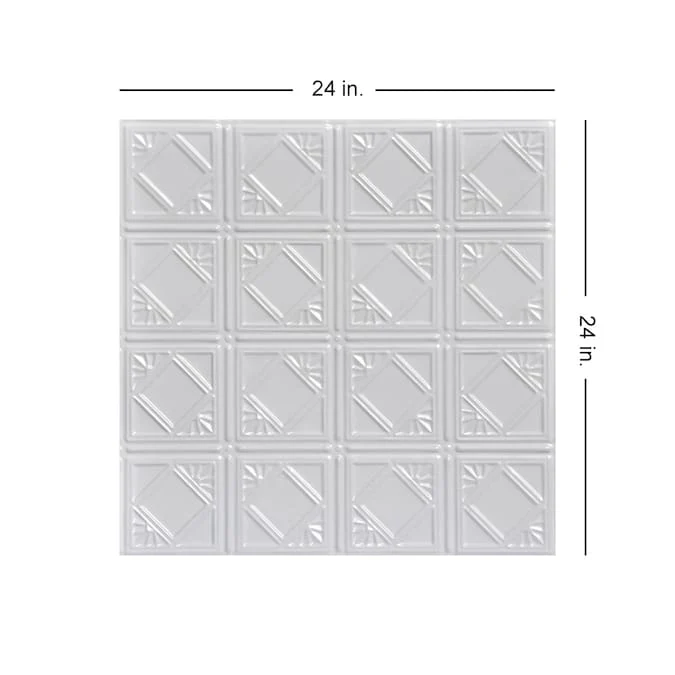 From Plain to Beautiful in Hours 2-ft x 2-ft Carnivale White Steel Surface-mount Ceiling Tile (6-Pack, 24-sq ft / Case) - Image 3