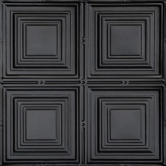 From Plain to Beautiful in Hours 2-ft x 2-ft Cubism Satin Black Steel Drop Ceiling Tile (6-Pack, 24-sq ft / Case)