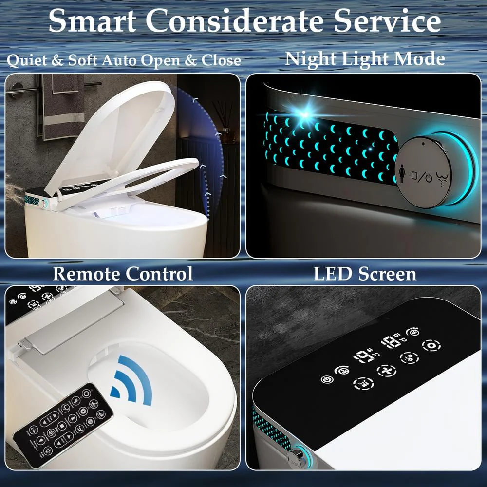 FUFU&GAGA Elongated Smart Bidet Toilet 1.28GPF with Massage Cleaning and Heated Seat - Image 5