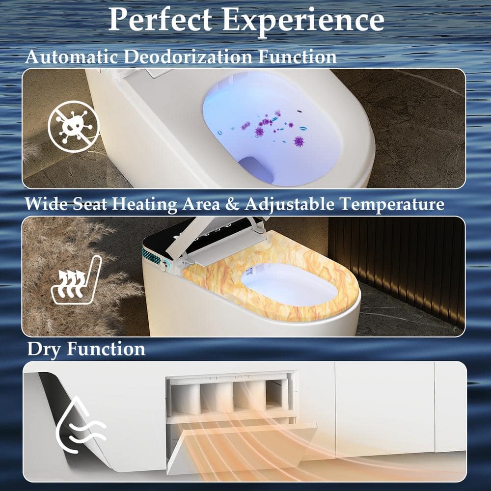 FUFU&GAGA Elongated Smart Bidet Toilet 1.28GPF with Massage Cleaning and Heated Seat - Image 6