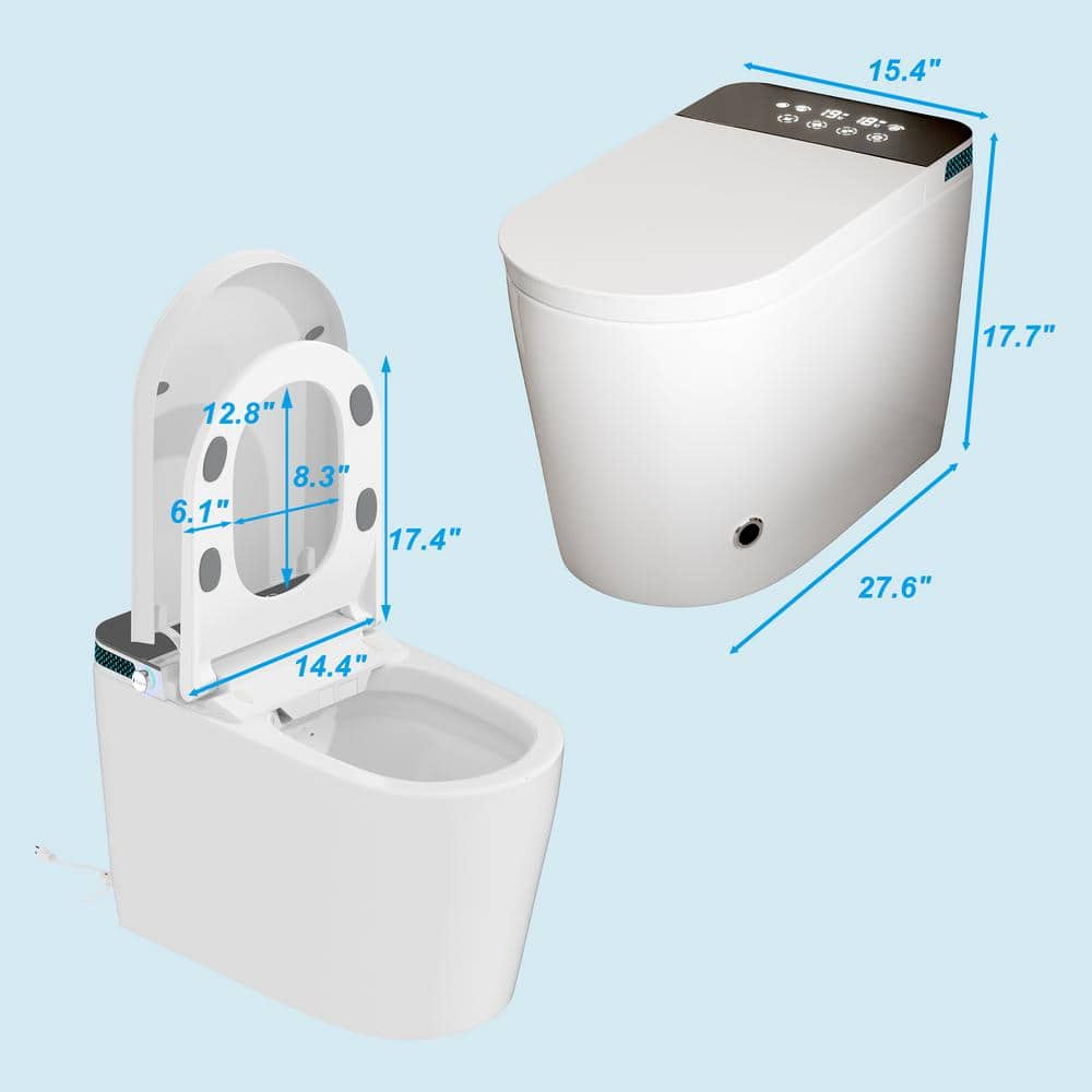 FUFU&GAGA Elongated Smart Bidet Toilet 1.28GPF with Massage Cleaning and Heated Seat - Image 8