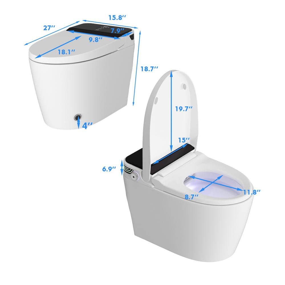 FUFU&GAGA Elongated Smart Bidet Toilet with Auto Open/Flush and Heated Seat - Image 8
