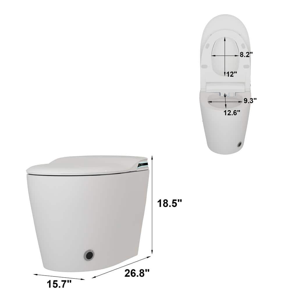 FUFU&GAGA Smart Bidet Toilet 1.28 GPF White with Auto Features & Heated Seat - Image 8