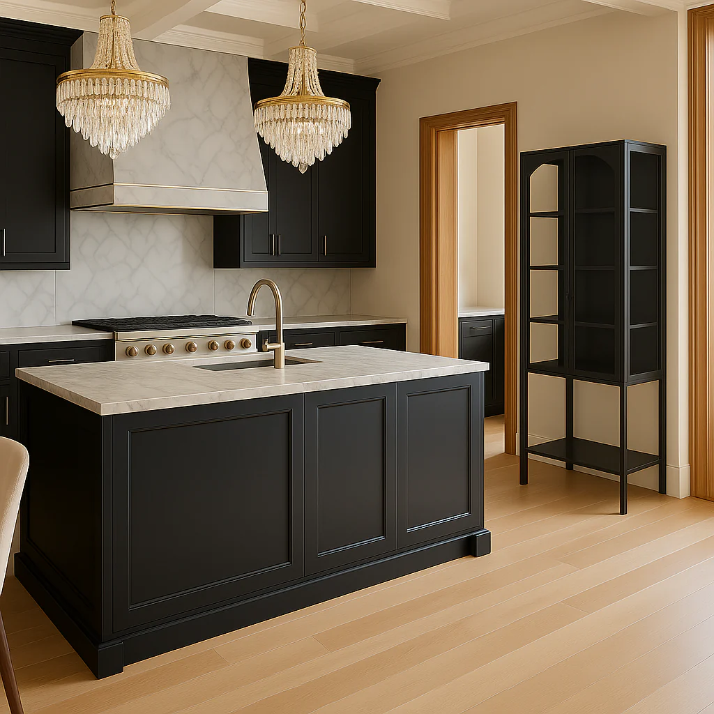 FUNKOL Black Metal Storage Cabinet with Glass Doors and Adjustable Shelves - Image 4