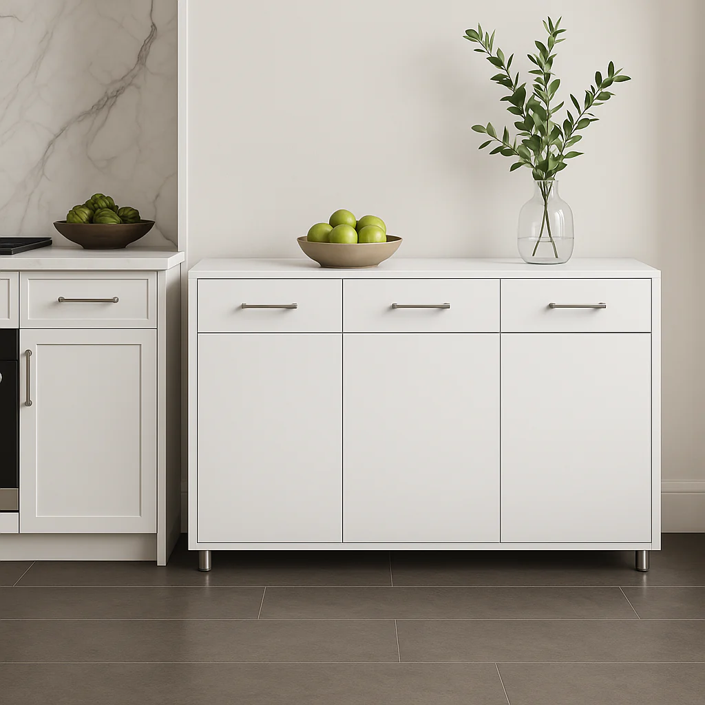 FUNKOL White MDF Kitchen Cabinet with 3 Drawers and 3 Doors - Image 4