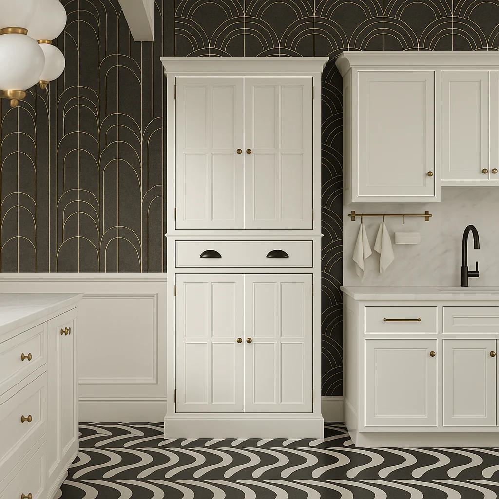 FUNKOL White MDF Kitchen Cabinet with Adjustable Shelves and Drawer - Image 3