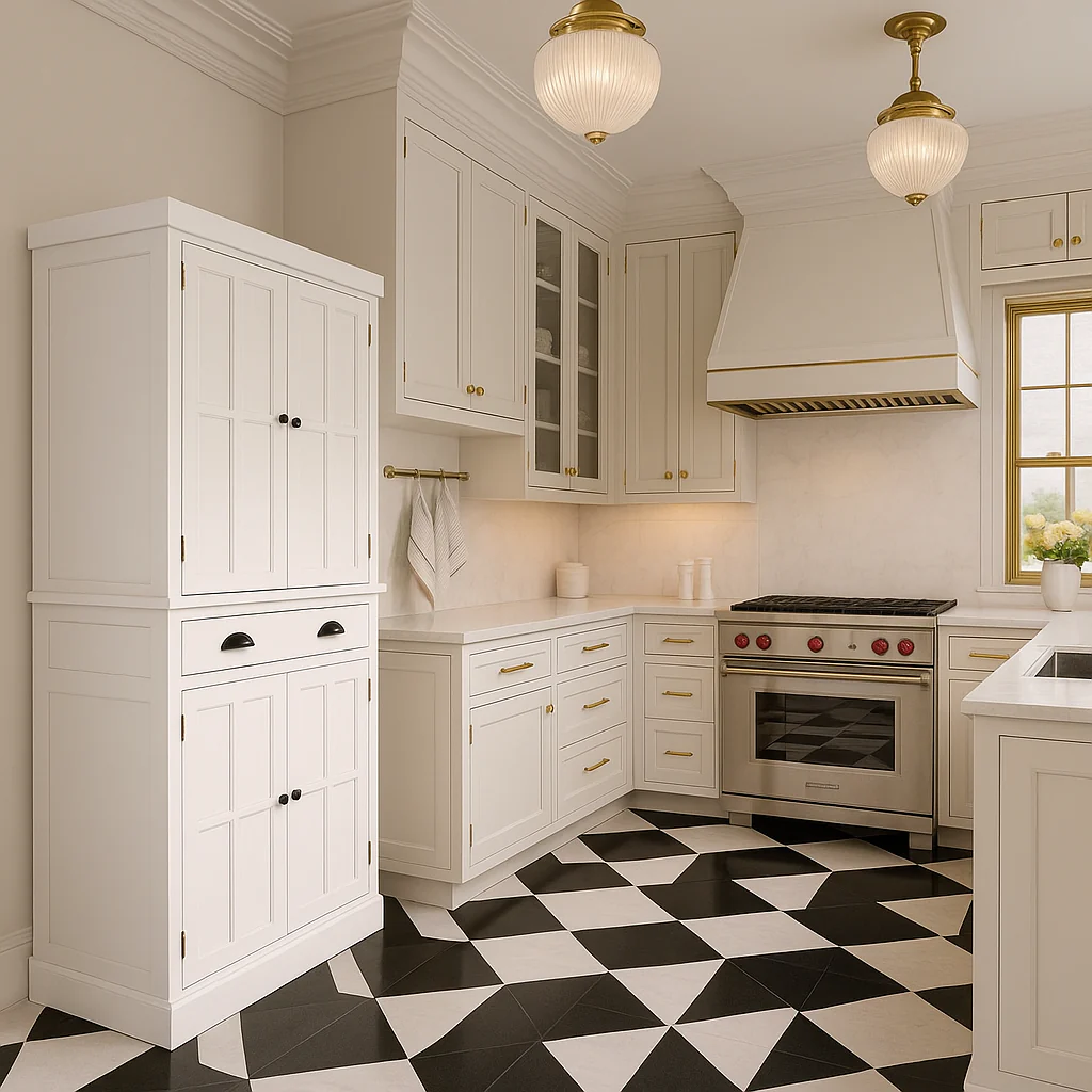 FUNKOL White MDF Kitchen Cabinet with Adjustable Shelves and Drawer - Image 4