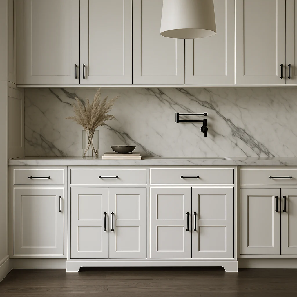 FUNKOL White MDF Kitchen Cabinet with Drawers and Doors - Image 3