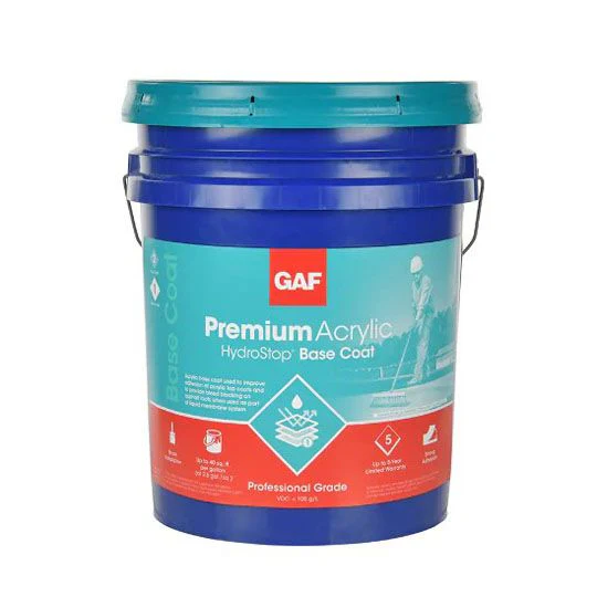 GAF Premium Acrylic HydroStop Base Coat, White — 5 Gallon Pail