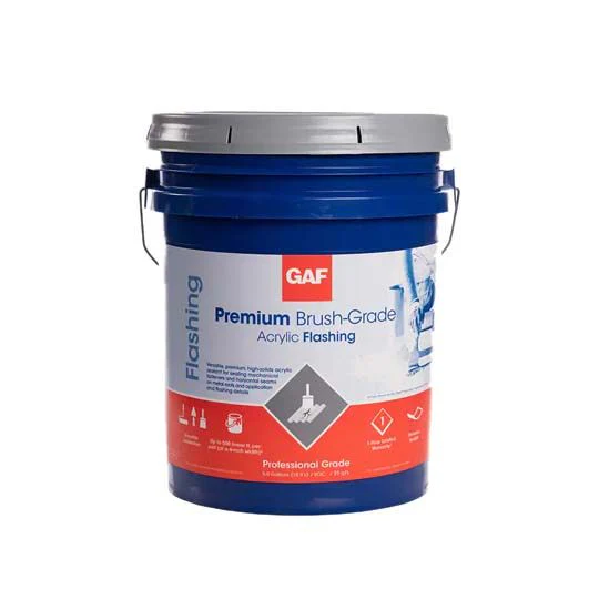 GAF Premium Brush-Grade Acrylic Flashing, Light Grey, 5-Gallon Pail