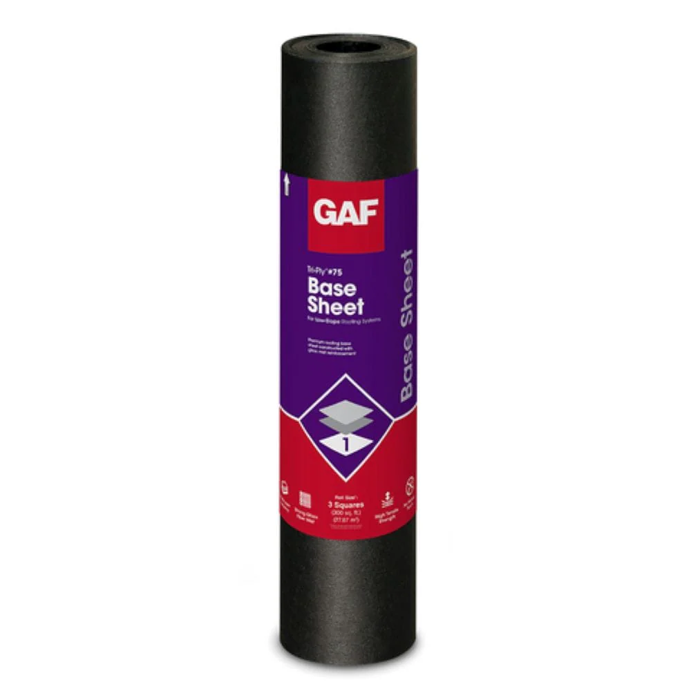 GAF Tri-Ply #75 Base Sheet Roll Roofing, 3.3-ft x 97.5-ft, 300-sq ft Coverage