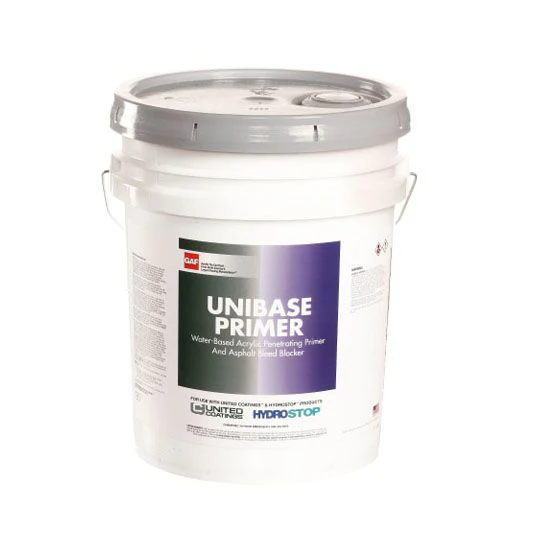 GAF UniBase Primer – 5-Gallon Water-Based Acrylic Primer & Asphalt Bleed Blocker