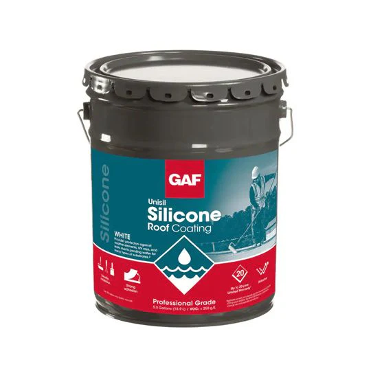 GAF Unisil Silicone Roof Coating, White – 5 Gallon Pail