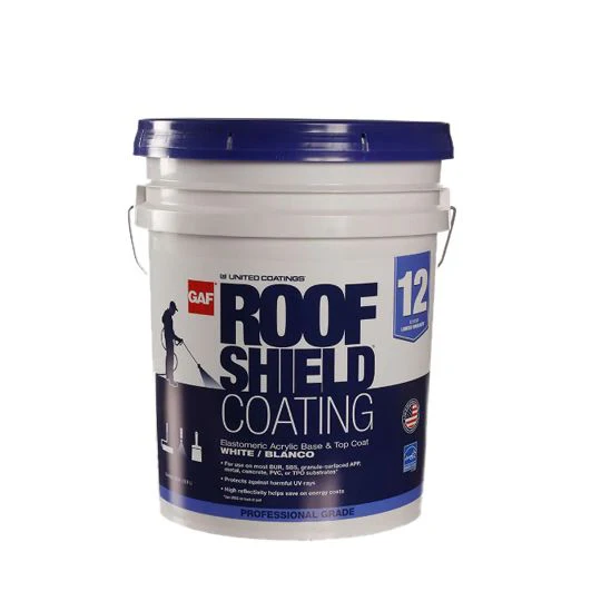GAF United Coatings Roofshield Acrylic Elastomeric Roof Coating — White, 5-Gallon Pail