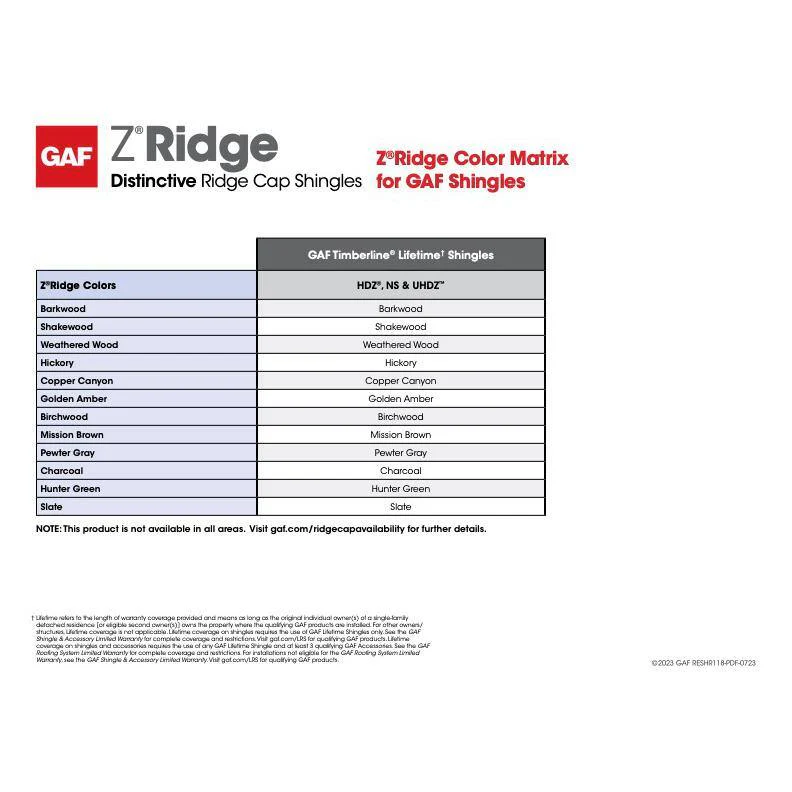 GAF Z-Ridge Distinctive Hip & Ridge Cap Shingles, Mission Brown, 33.3 lin. ft. per Bundle (72-Pieces) - Image 7