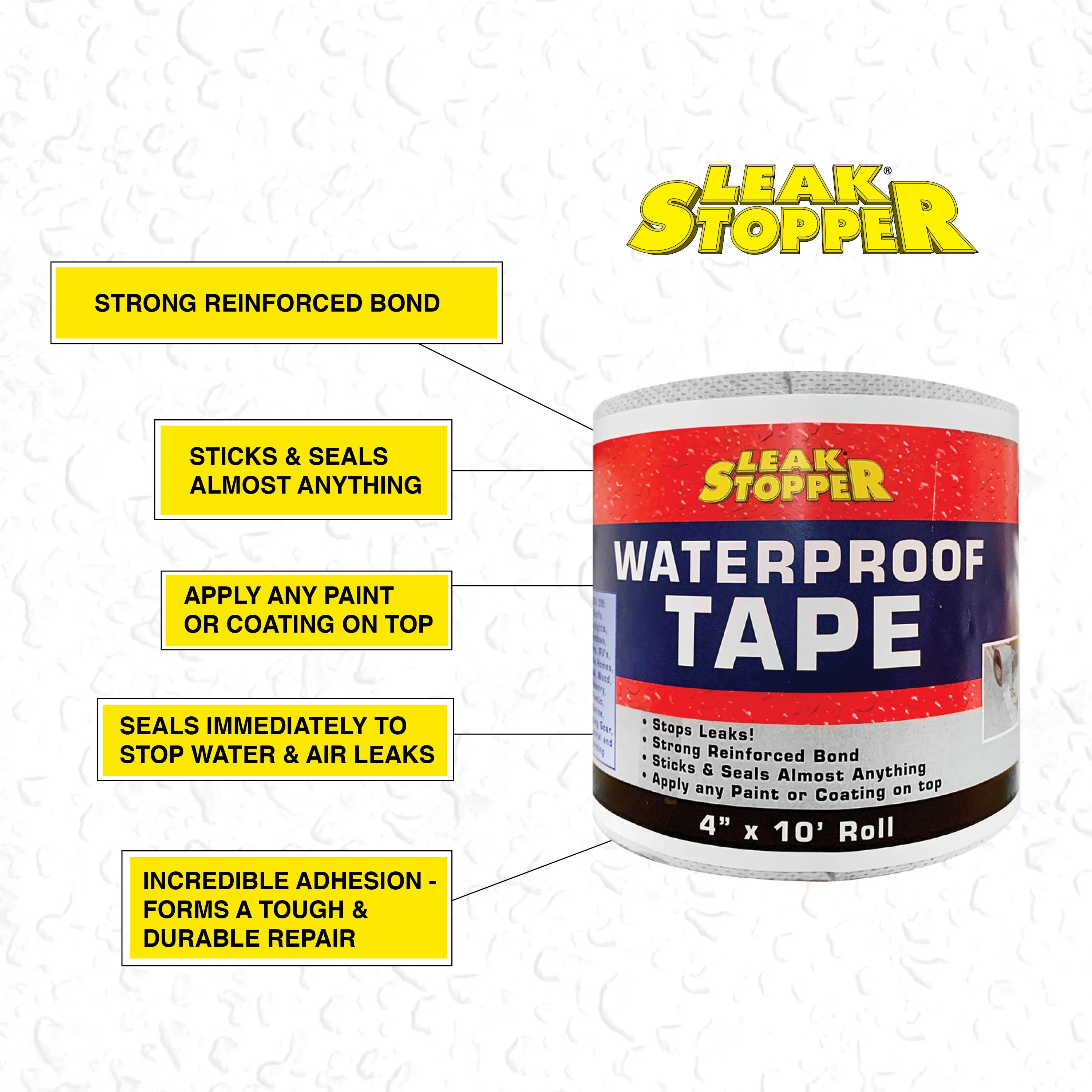 Gardner Rubber Flexx Waterproofing & Seam Tape, 0.3-ft W x 10-ft L, White – 3-sq ft Coverage - Image 3
