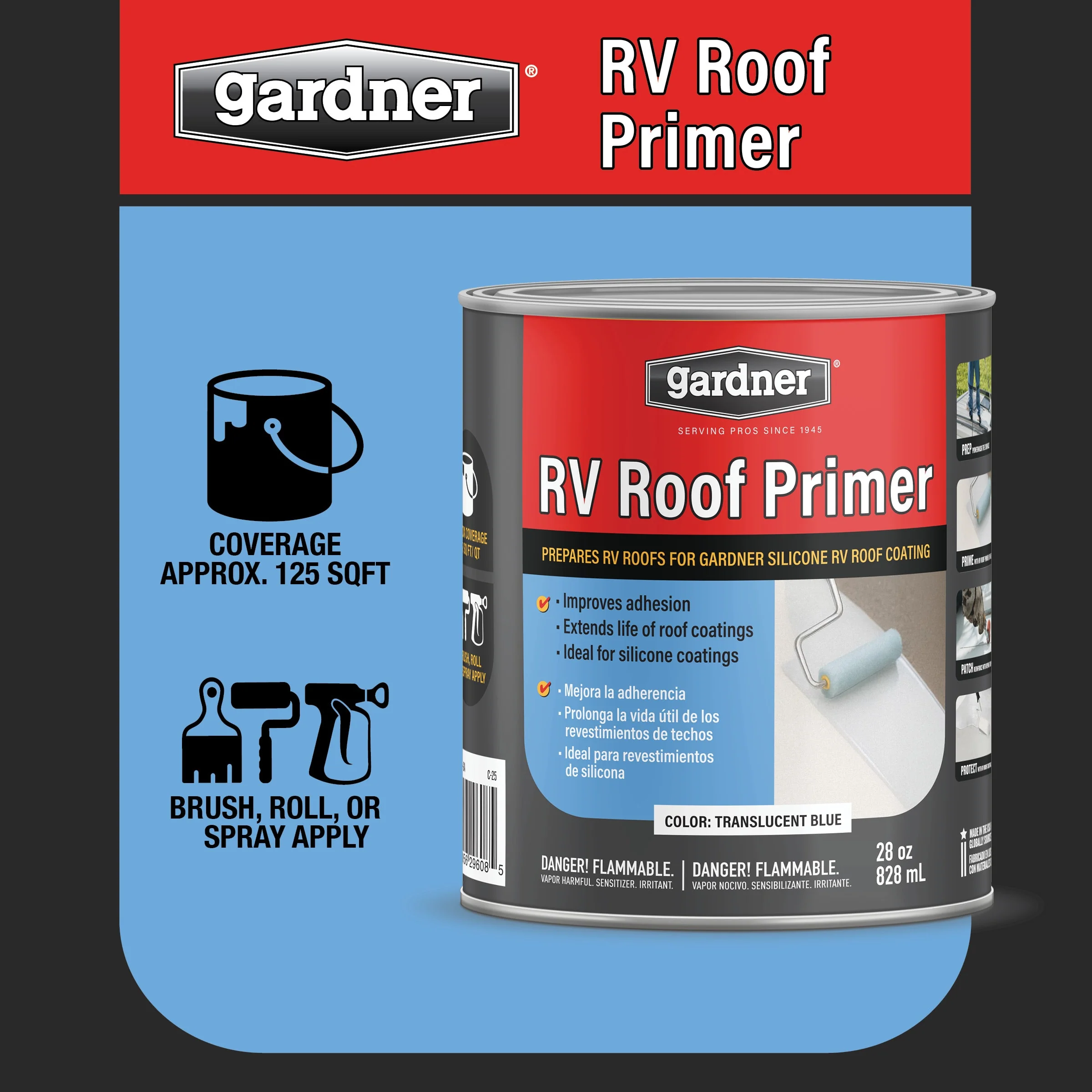 Gardner RV Blue Roof Primer, 1-Quart – Waterproof Roof Sealant (Translucent Blue, ~125 sq ft coverage) - Image 3