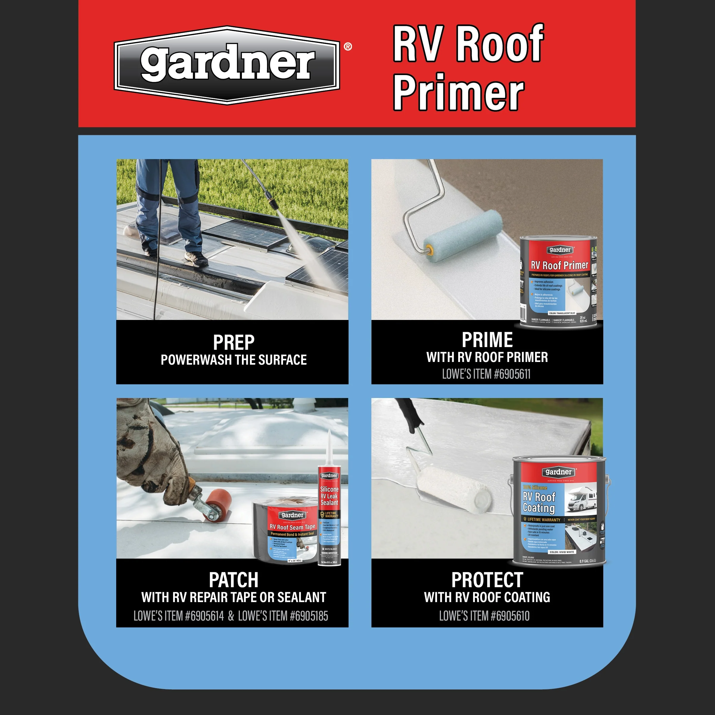 Gardner RV Blue Roof Primer, 1-Quart – Waterproof Roof Sealant (Translucent Blue, ~125 sq ft coverage) - Image 4